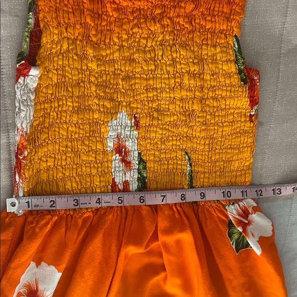 GOGO Orange & Yellow Hawaiian Floral 100% Rayon stretch in top size M used once - Picture 13 of 16